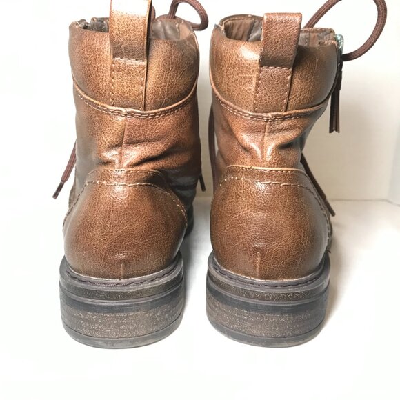 Baretraps Amy Sue Brown LaceUp Side Zip Ankle Boots Womens 10M Moto Combat Biker - Picture 4 of 9